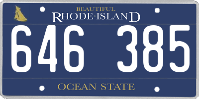 RI license plate 646385