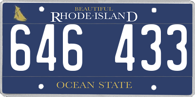 RI license plate 646433