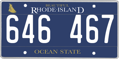 RI license plate 646467