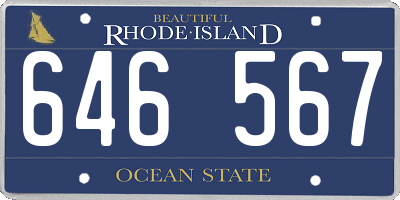 RI license plate 646567