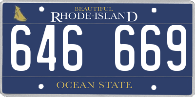 RI license plate 646669