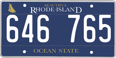 RI license plate 646765