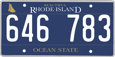 RI license plate 646783