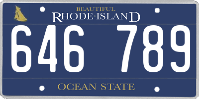 RI license plate 646789