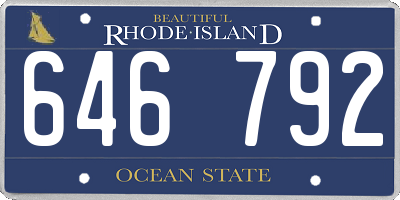 RI license plate 646792