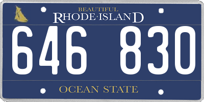 RI license plate 646830