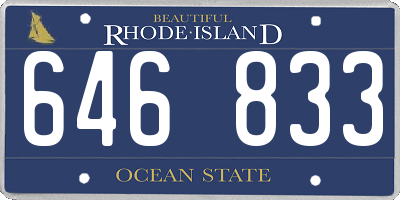 RI license plate 646833