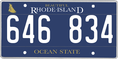RI license plate 646834