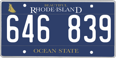 RI license plate 646839