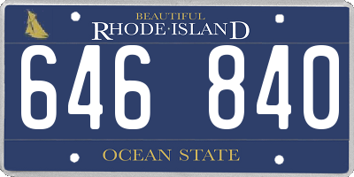 RI license plate 646840