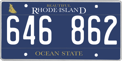 RI license plate 646862