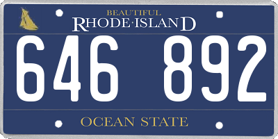 RI license plate 646892