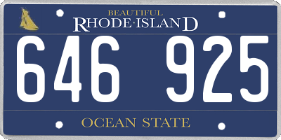 RI license plate 646925