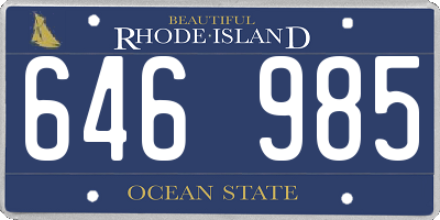 RI license plate 646985