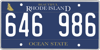 RI license plate 646986
