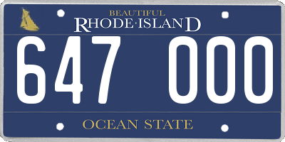 RI license plate 647000