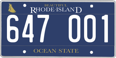 RI license plate 647001