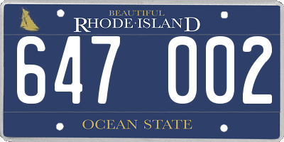 RI license plate 647002