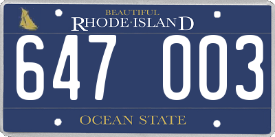 RI license plate 647003