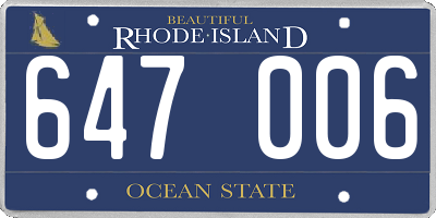 RI license plate 647006