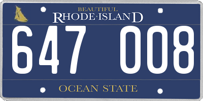 RI license plate 647008