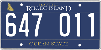 RI license plate 647011