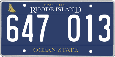 RI license plate 647013