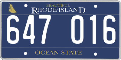 RI license plate 647016