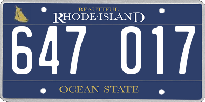 RI license plate 647017