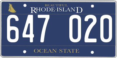 RI license plate 647020