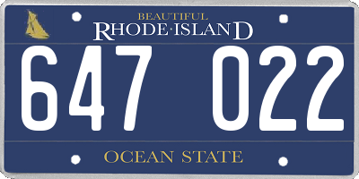 RI license plate 647022