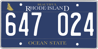 RI license plate 647024