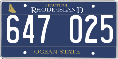 RI license plate 647025