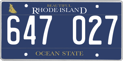 RI license plate 647027