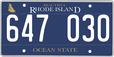 RI license plate 647030