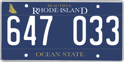 RI license plate 647033
