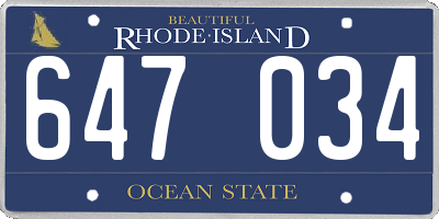 RI license plate 647034