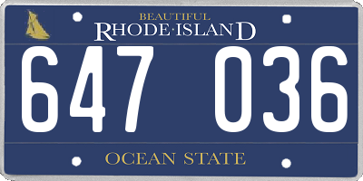 RI license plate 647036