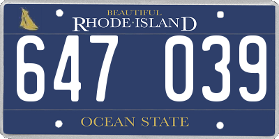 RI license plate 647039