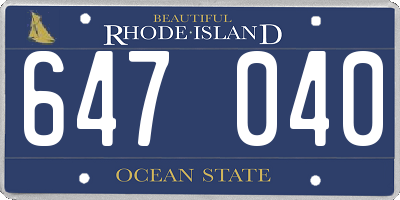 RI license plate 647040