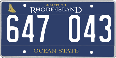 RI license plate 647043