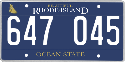 RI license plate 647045