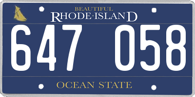 RI license plate 647058