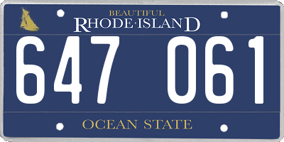 RI license plate 647061