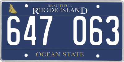 RI license plate 647063