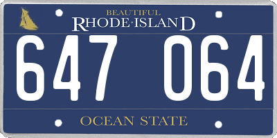 RI license plate 647064