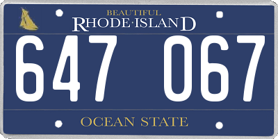 RI license plate 647067