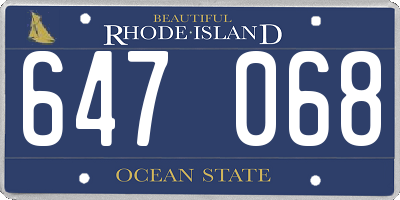 RI license plate 647068