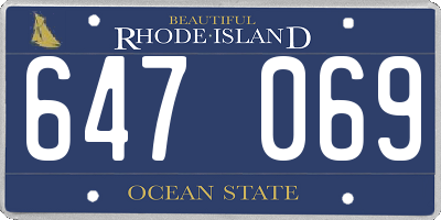RI license plate 647069