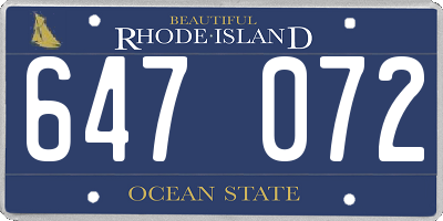 RI license plate 647072